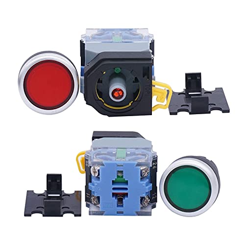 Pulsadores DPST de 22mm con luz LED de 110V para control industrial seguro 6