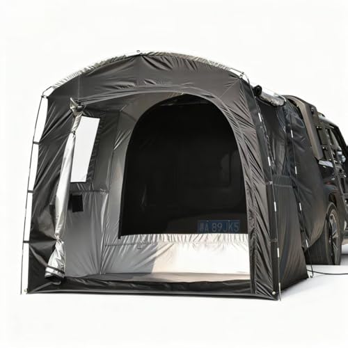Economical Car Camping Tent - Easy Setup 210D Ripstop Spacious Universal Fit for Overnight Outdoor Trips (Black)
