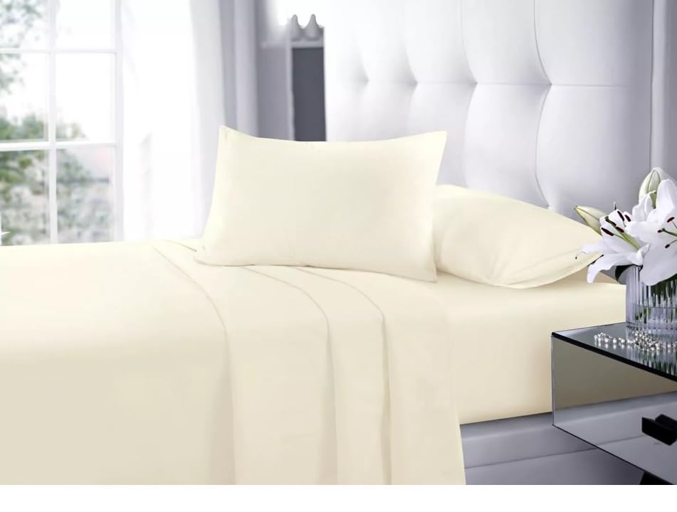 Microfiber Polycotton Bunk Bed Fitted Sheet - Easy Care Non Iron Soft & Durable Bedding 2ft 6 inch (Cream, Bunk Bed Fitted Sheet)