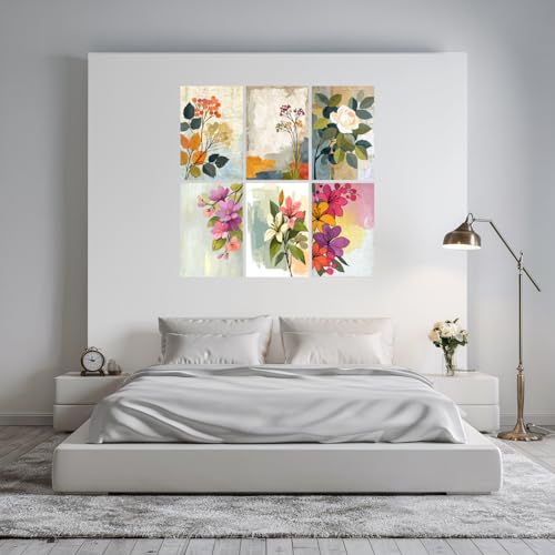 Image of SiddArtify Floral Wall Art Prints Set - Botanical Poster Decor for Living Room Bedroom Office - 8x12 inch Board Pack of 6