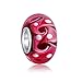 Murano Verre Nuances De Rose Rouge Vague Tourbillon Espaceur Charme Perle Convient Bracelet Européen Pour Femmes Adolescent .925 Sterling Silver Core