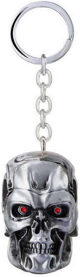 Porte-clés tête de mort cyborg Terminator en finition gris brossé premium - 2