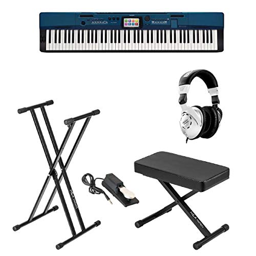 Casio PX-560 Privia 88-Key Portable Digital Stage Piano with 5.3in Color Touch Interface - Bundle with On-Stage KPK6520 Keyboard Stand/Bench Pack Pedal, Behringer HPS3000 HP Headphones, Micro Cloth