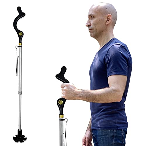 Honmido Walking Cane Foldable For Men & Women Seniors For Balance,Self Standing Folding Cane,Height Adjustable Anti-Slip Lightweight Alloy Walking Stick Collapsable For Travel Mobility Aid (Silver) #TOP2