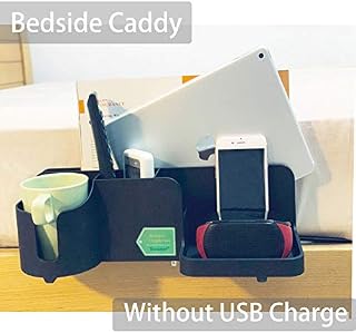 Binoster Bedside Caddy Bed Side Storage Organizer Cellphone Tablet Book Remote Glasses Black