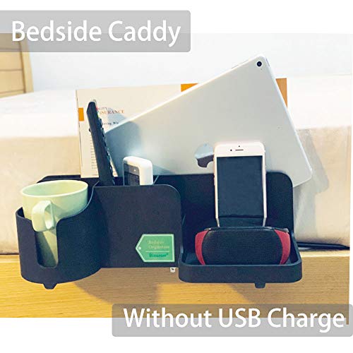 Binoster Bedside Caddy Bed Side Storage Organizer Cellphone Tablet Book Remote Glasses Black