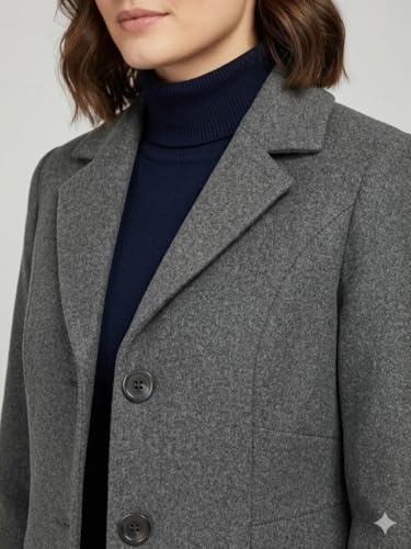 Image of HAUTEMODA Women's Winter Coat Trench Long Sleeves Over Coat With Pocket single Breasted