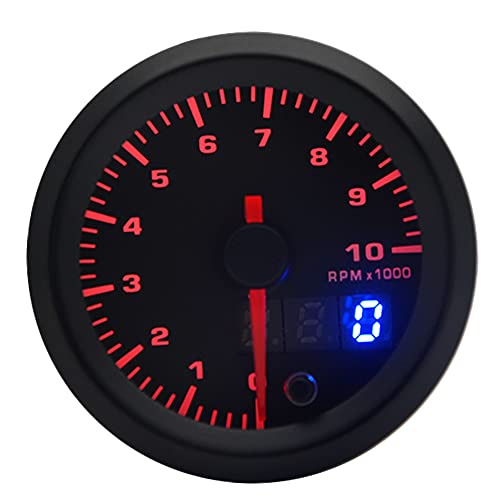 Levanlight Black 7 Color Led Display Elec 0-10000 Rpm Tachometer Tacho Gauge For Gas Powered Engines | 7 Adjustable Color Led | Dual Digital Analog Output Display | 2-1/16" 52Mm #TOP4