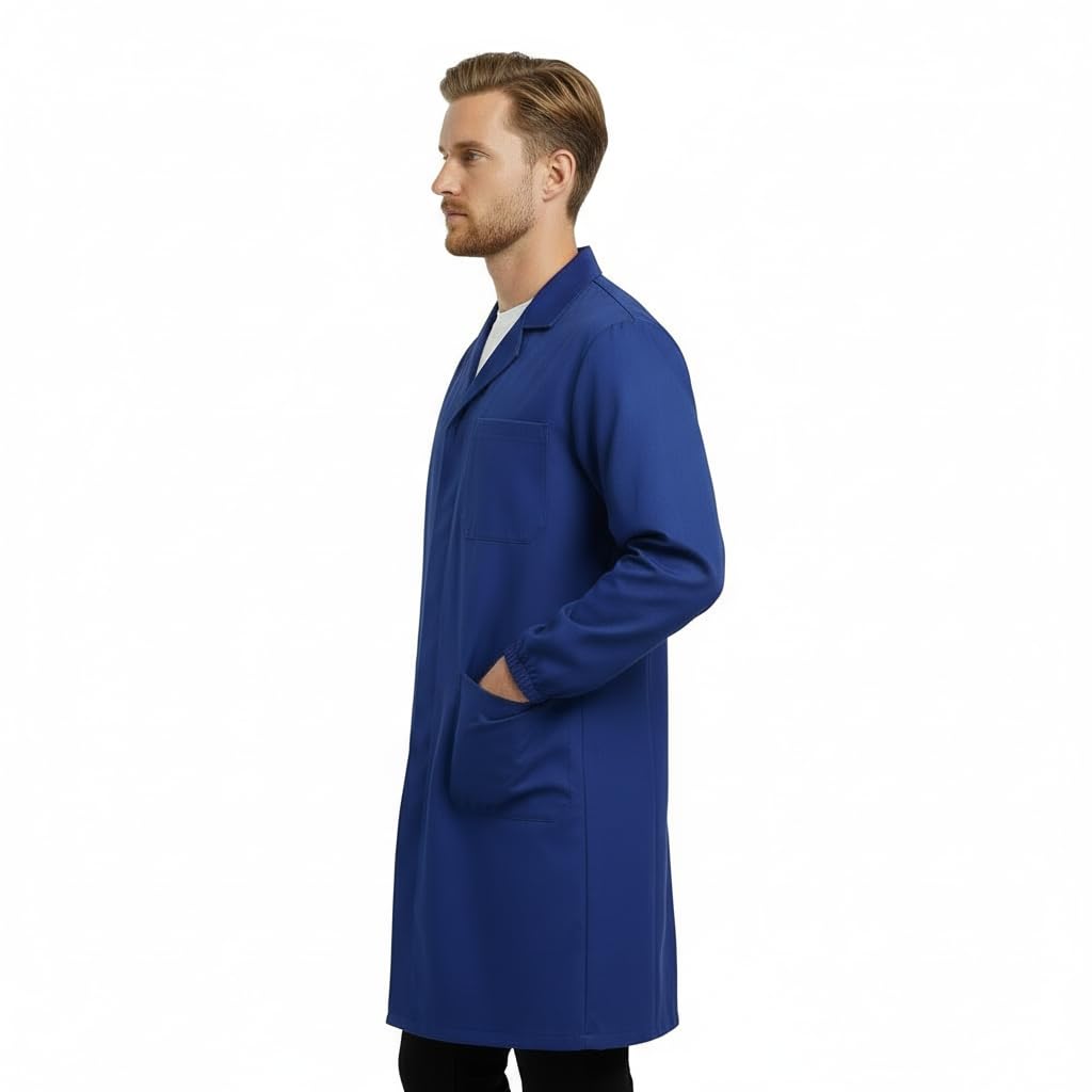 Blouse de travail pour homme, bleu, coton lourd, pour entrepôt et laboratoire