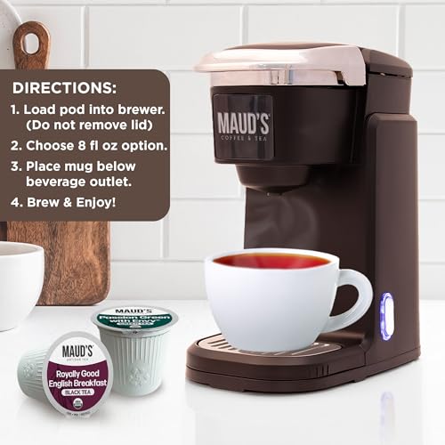 Image of Maud's Organic English Breakfast & Green Tea Pods Bundle, 48ct | Gourmet Blended Tea Leaves in Single Serve Tea Pods - Compatible with Keurig Coffee Makers