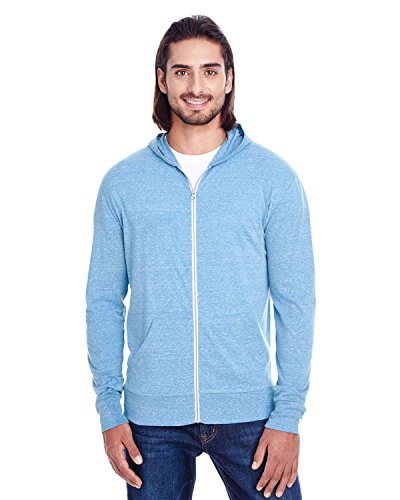 Threadfast Apparel Unisex Triblend Full-Zip Light Hoodie XS ROYAL TRIBLEND