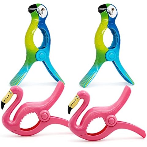 Beach Towel Clips,4pcs Beach Towel Pegs Sunbed Towel Clips Large Laundry Clothes Pegs Plastic Windproof Portable Quilt Blanket Holders for Sun Loungers Patio Pool Cover