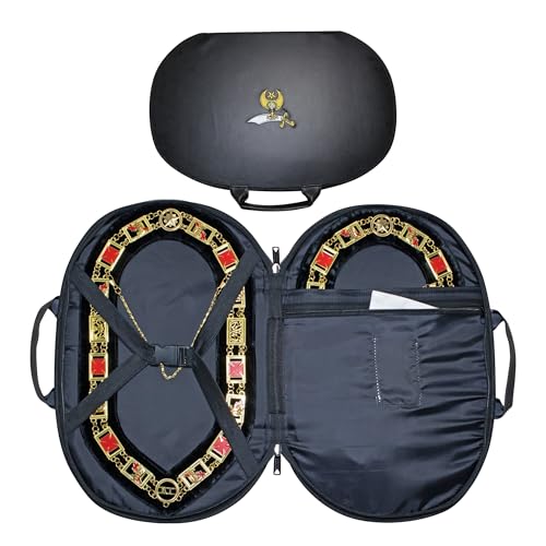 Masonic Shriner Chain Collar Case - Machine Embroidered (Improved Design), Freemason Carrying Bag