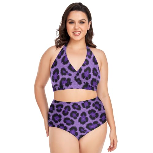 Bikini grande taille imprimé guépard mauve pour vos vacances sous les tropiques
