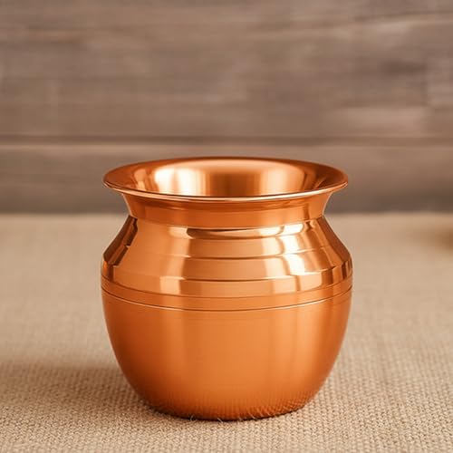 Image of PrettyKrafts Copper Lota for Puja 600 ml | Copper Kalash for Pooja | Pooja Lota | Premium Kalasam for Pooja | Big Lota for Puja | Water Pot| Items for Pooja