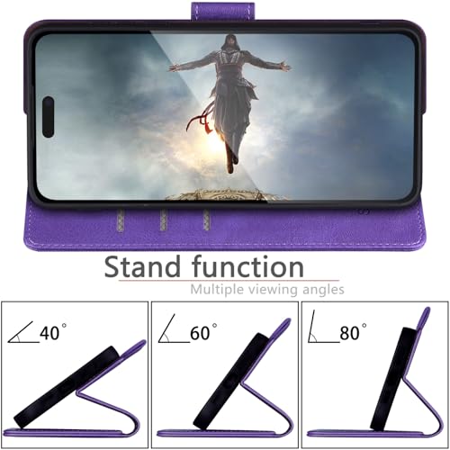 SUANPOT Compatible with iPhone 17 6.3" Wallet case with RFID Blocking Credit Card Holder,Flip Book PU Leather Protective Cover Women Men for Apple 17 Phone case Purple by SUANPOT - Used condition - Image 7