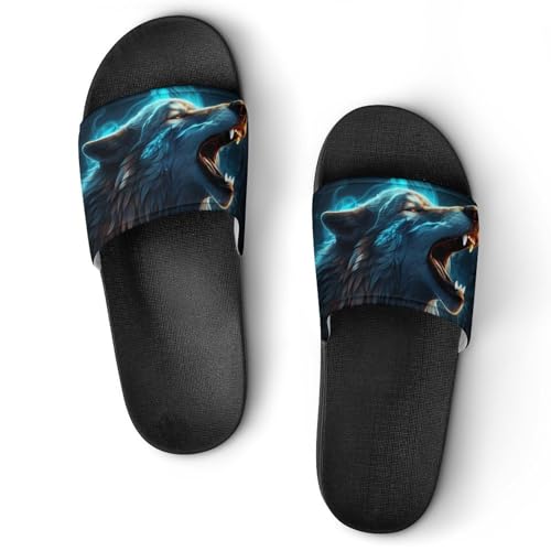 Howling Wolf House Sandals Non-Slip Bathroom Slippers Beach Summer Shoes for Men Women