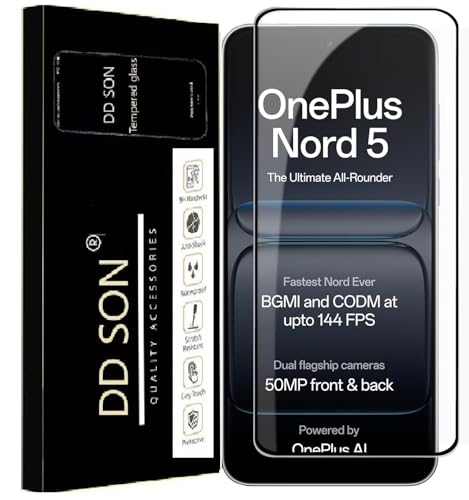 Image of DD SON Advanced HD+ Gorilla Tempered Glass Screen Protector Designed for OnePlus Nord 5 5G - Edge to Edge Full Screen Coverage with Easy Installation Kit (Anti-Scratch)