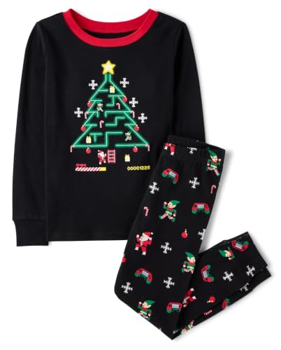 Image of The Children's Place Family Matching Holiday Long Sleeve Pajama Sets, Cotton