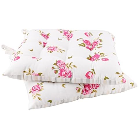 Set of 2 Floral Seat Pads for Chairs Cover