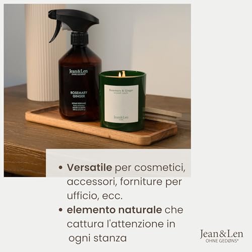 Jean & Len Vassoio in legno rettangolare in legno di acacia, versatile per accessori e ufficio, elegante organizer con venature uniche, pulizia a mano, tavola decorativa in legno, 28 x 10 x 1,5 cm - immagine 5