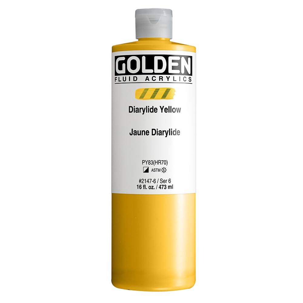 Acrylique fluide Golden Diarylide Yellow 473ml pour lavis et glacis