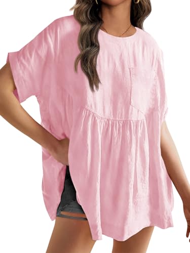 Image of Tankaneo Womens Summer Babydoll Tops Casual Loose Fit Peplum Oversized Tunic Shirts