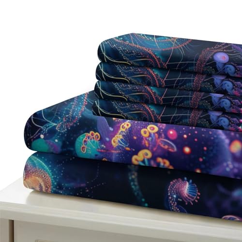 Parure de lit méduse 3D en microfibre respirante de taille super king