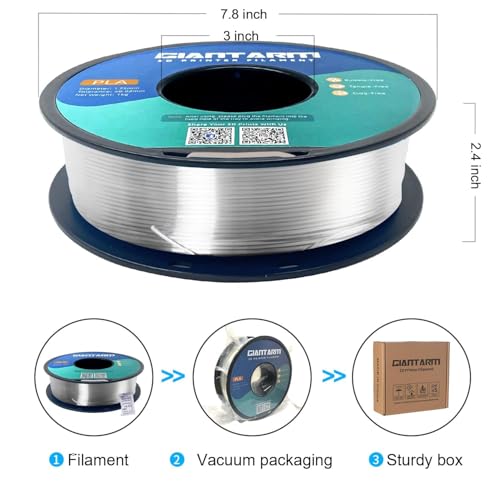 Image of PLA Filament 1.75mm, GIANTARM Classic PLA 3D Printer Filament 1kg Spool (Transparent)