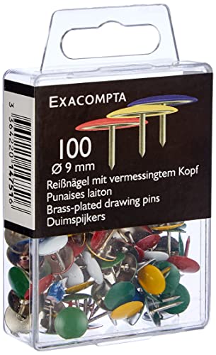 Exacompta 14751E - Cajita de 100 chinchetas, multicolor