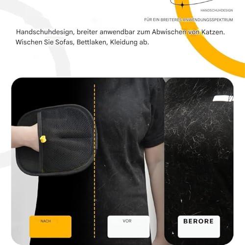 Generisch Fellmagnet, Pfotenmond Fellmagnet, Double-Sided-Pet-Grooming-Gloves, Fellhandschuhe Fingerlos Katze, Pet Hair Remover Glove, Hund Handschuhe Fellpflege Für Glattes und Gesundes Fell