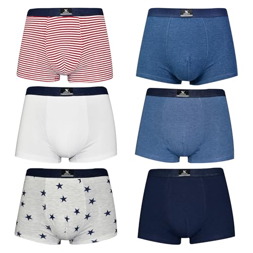DOUBLE M, Confezione da 6 Boxer Giovanili in Cotone, Taglia