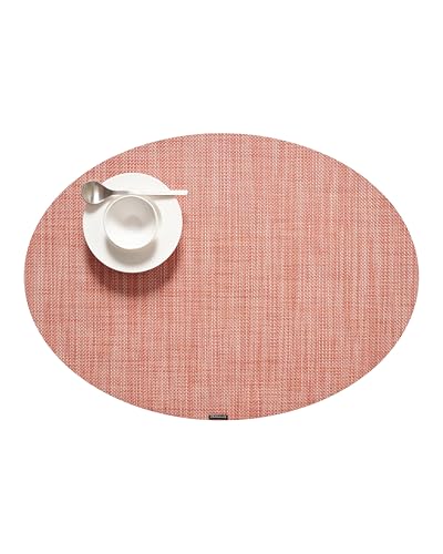 Chilewich Mini Basketweave Placemats - Woven Placemats Set of 4 - Reusable, Stain-Resistant, Indoor/Outdoor Tabletop Protection - Clay - 14" x 19.25" Oval