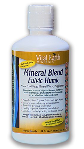 Mineral Blend Fulvic-Humic - 32 Fl. Oz. - 1 Month Supply - Vegan Liquid Ionic Trace Mineral Multimineral Supplement - Almost Tasteless - Plant Based