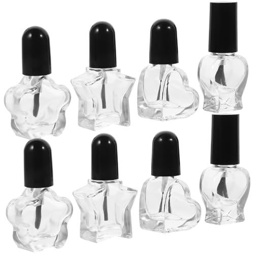 SMASOLO 12 Piezas Botellas de Esmalte de Uñas Rellenables de Vidrio Formas Oblongas para Almacenamiento de Gel y Esmalte Herramientas para Manicura DIY