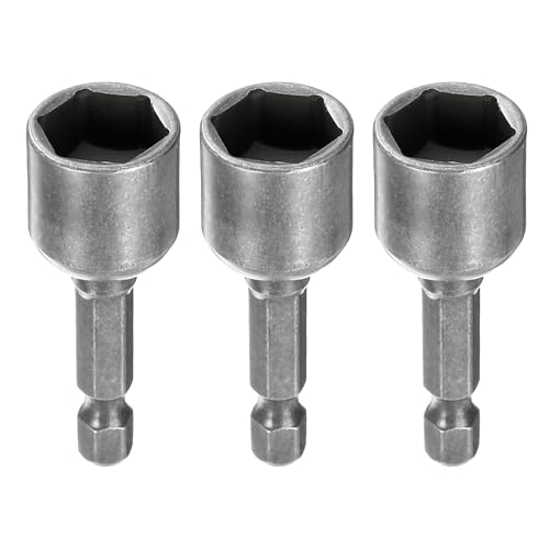 Image of sourcing map 3pcs Hex Nut Driver Drills Bit 1/2" 6-Point Socket 1/4" Hex Shank 1.9" (48mm) Long Magnetic Nut Setter CR-V Steel Quick-Change Nut for Power Drills Impact Drivers