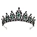 Lurrose Vintage schwarz Tiara und Krone Stirnband Strass Prinzessin Tiara klassische Königin Kronen Hochzeit Kopfschmuck für Mädchen Frau (grün)