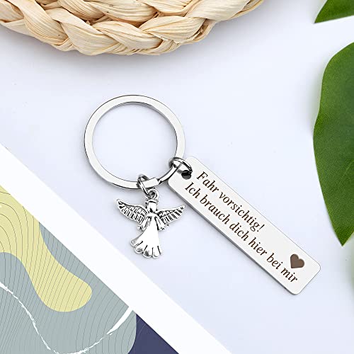 Hightopup Schlüsselanhänger ’Fahr vorsichtig! Ich brauche dich hier bei mir!’ Schutzengel Auto Drive Safe Glücksbringer für Männer, Ehemann, Papa