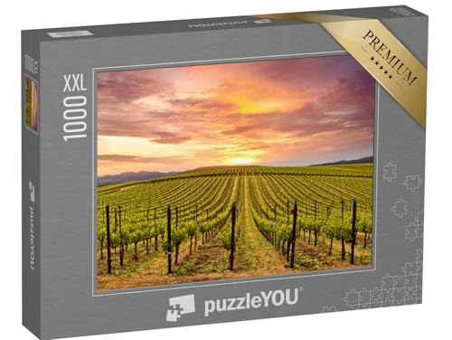 Puzzle 1000 Teile XXL „Wunderschöner Sonnenuntergang über den Weinbergen im Napa Valley Wine Country“ – aus der Puzzle-Kollektion Weinberge