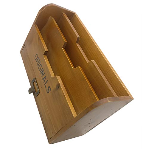 Chris-Wang 1Pk Originals Retro Wooden Stacking Letter Tray/Postcards Holder/Pencil Storage/Drawer Organizer/Desktop Mail Box/File Sorter - Thumbnail 3