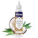 Petpost | Cat Ear Cleaner - Best Ear Mites Remedy for Cats - Natural Coconut Oil Treatment Drops - Alcohol & Medicine Free - 8 Oz.