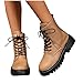 Khaki Womens Winter Fashion Warm Round Toe Side Zipper Front Lace Up Work