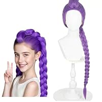 Rumi Long Braided Cosplay Wig, Purple Braid Rumi Wig Halloween Cosplay Props,Anime Mira Zoey Costume Wigs for Women and Girl