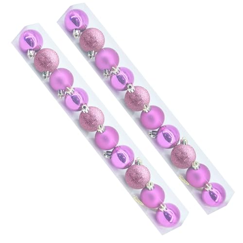 OXYN Palline Natalizie Miste Albero di Natale Set Decorativo in Plastica con Palline Lucide, Opache e Brillantini Colori Addobbi Festivi per Casa, Negozio, Matrimonio (Fucsia, 20pz Diametro 4cm)