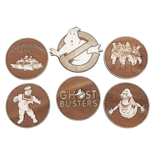 Sous-verres en bois Ghostbuster x6 protège table 8,9 cm - 2