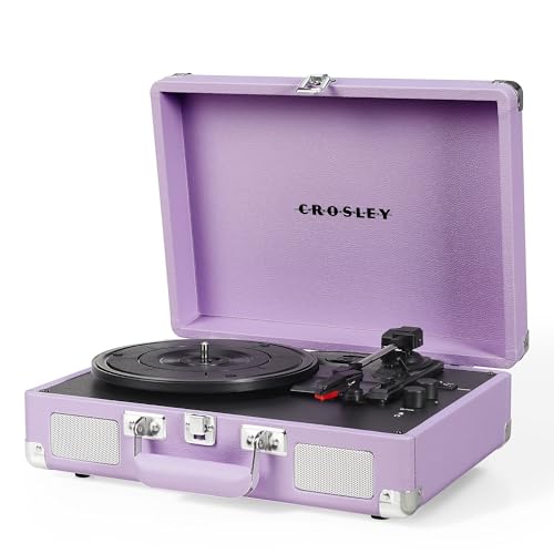 Image of Crosley CR8005F-LN Cruiser Plus Record Player, Lavender | 3-Speed Turntable, Bluetooth In / Out, Built-in Stereo Speakers, Isolated Internal Speakers Minimize Vibration
