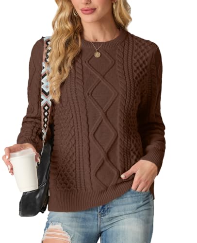 Image of GRECERELLE 2026 Womens Fall Winter Long Sleeve Casual Pullover Sweater Tops | Crewneck, Cable Knit, Chunky, Vintage Style, Anti-static(XS-2XL)