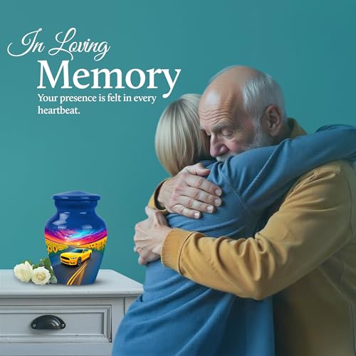 Image of Car Urn - Decorative Urn - 3 Inch - Pack of 4 - Unique Urns for Human Ashes - Memorial Urns for Male & Female - Keep Sake for Ashes