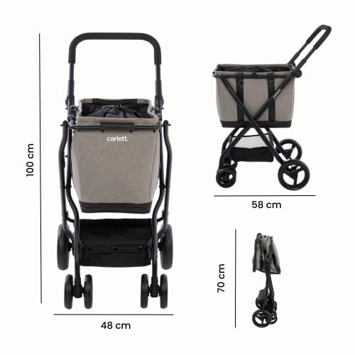 Miniatura 4 de Carlett - Cube S Carro De La Compra Plegable Bolsa Extraíble Cesta Convertible En Bolso Tejido Impermeable Ruedas 360 Desmontables Diseño Compacto Y Elegante Pine