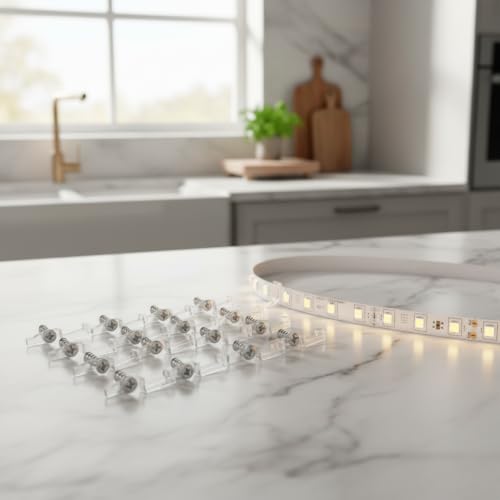 Image of 100Pcs Silver LED Strip Light Clips Light Fixture Mounting Bracket Clips One Side LED, Outside Rope Light Hangers for 10 mm Wide Non Waterproof LED Strip Lights,Wall Lights,Lighting Ceiling Fans